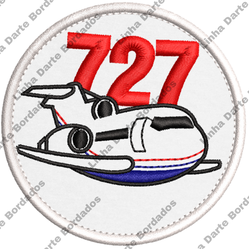 Patch Bordado Avião Boeing 727 - 7cm