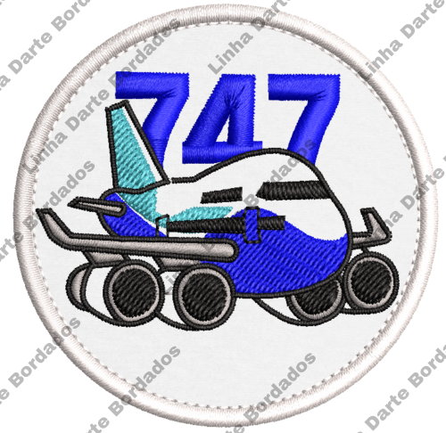 Patch Bordado Avião Boeing 747 - 7cm