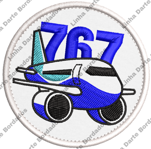 Patch Bordado Avião Boeing 767 - 7cm