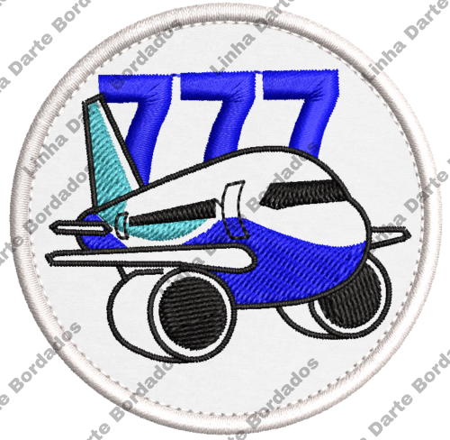 Patch Bordado Avião Boeing 777 - 7cm