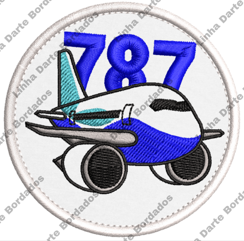 Patch Bordado Avião Boeing 787 - 7cm