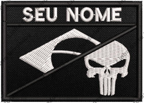 Patch tarjeta nome bandeira caveira 7x5cm