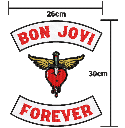 Patch Banda Bon Jovi Kit 3 Bordados para costas 26x30cm - Image 2