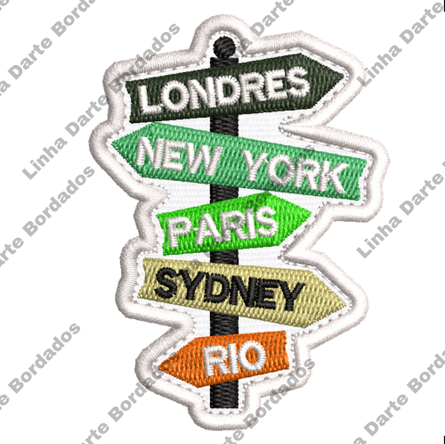 Patch Bordado placas Destinos viagens 7x4cm