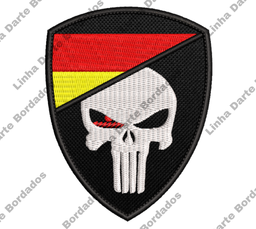 Patch bordado Militar Caveira Justiceiro Alemanha 9x7cm