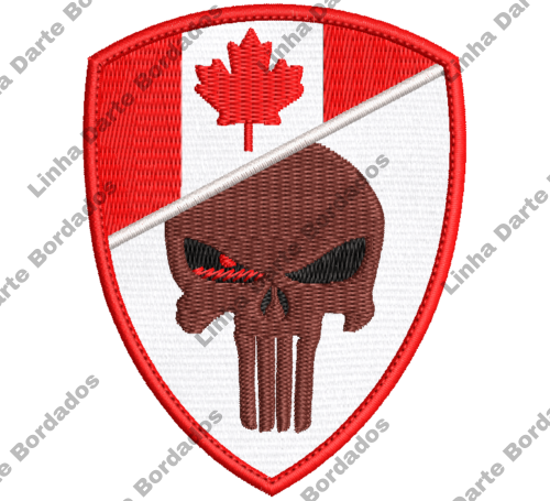 Patch bordado Militar Caveira Justiceiro Canadá 9x7cm