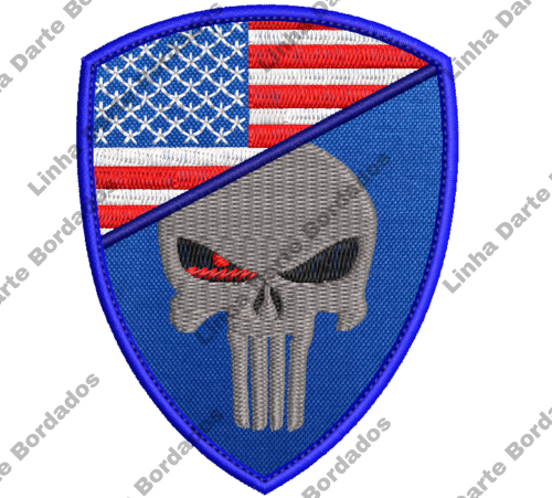 Patch bordado Militar Caveira Justiceiro Estados Unidos9x7cm