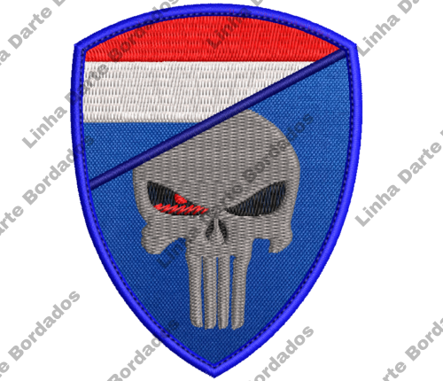 Patch bordado Militar Caveira Justiceiro Holanda 9x7cm