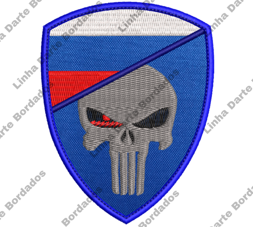 Patch bordado Militar Caveira Justiceiro Rússia 9x7cm