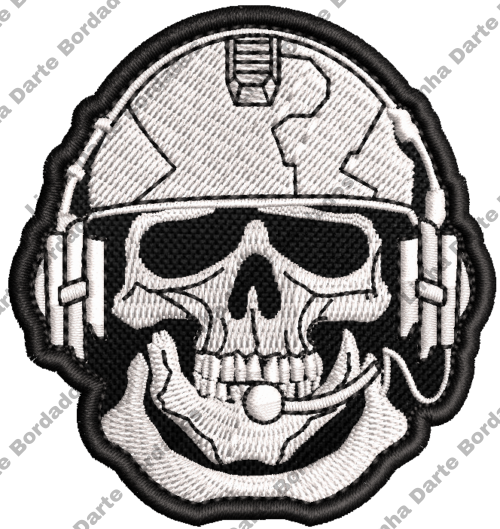 Patch Bordado Caveira Militar Capacete Tático 7cm