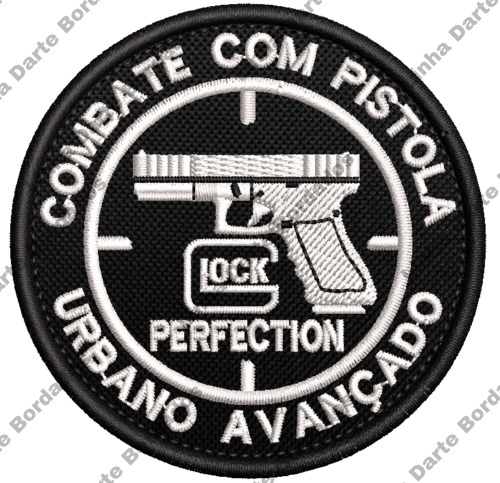 Patch Bordado Combate com pistola 7x7cm