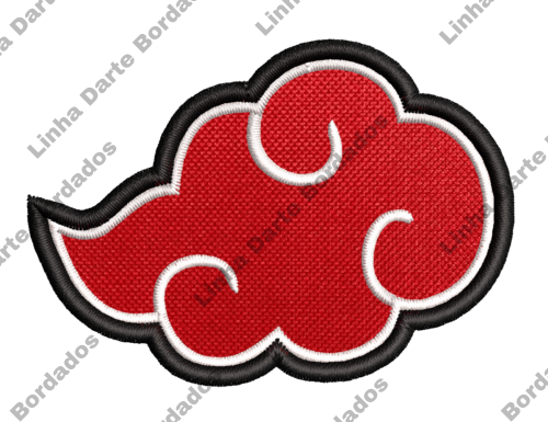 Patch Bordado Anime Naruto Akatsuke nuvem 7x5cm