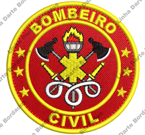 Patch Bordado Bombeiro Civil - Curso - Profissão 8cm