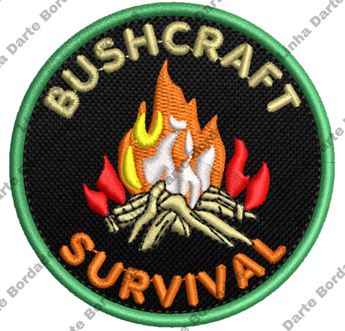 Patch Bordado BushCraft fogueira 7cm