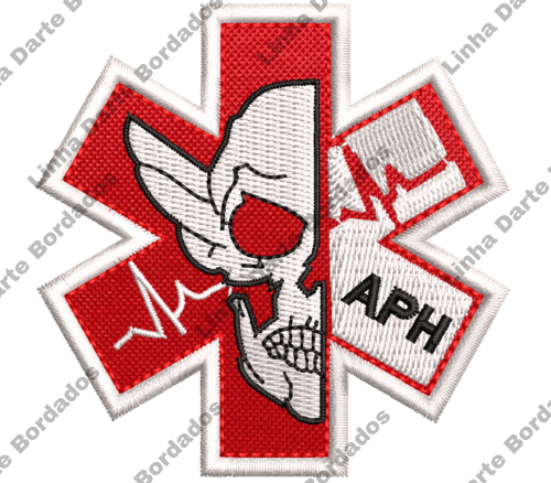 Patch Bordado Caveira APH Médico tático 7cm