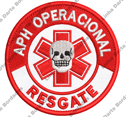 Patch Bordado Resgate APH Operacional Caveira 7cm