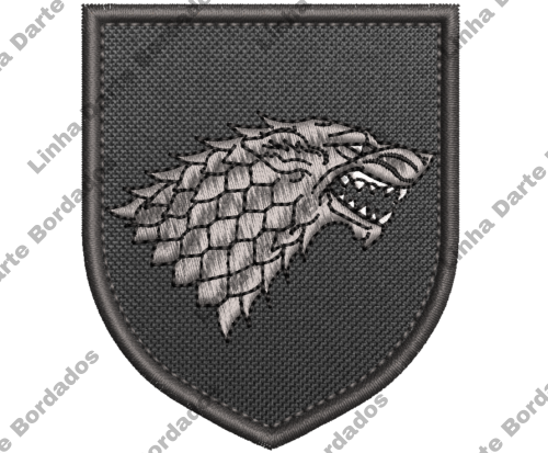 Patch bordado escudo Lobo Stark Game of thrones 7x4,5cm