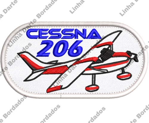 Patch Bordado Avião Cessna 206 - 9 x 4,5cm