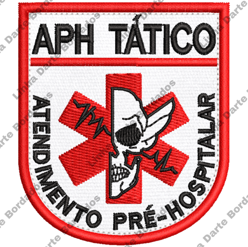 Patch Bordado APH Tático Pré-Hospitalar Caveira 7x6cm branco