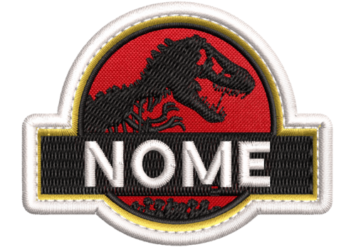 Patch Bordado Jurassic Park Dinossauro 7x5,5cm + SEU NOME