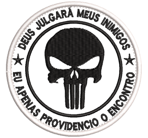 Patch Bordado justiceiro Deus julgará 8cm Preto