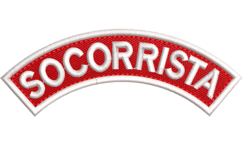 Patch Bordado Socorrista Tarjeta Tag Ombro Meia Lua 10x3,5cm