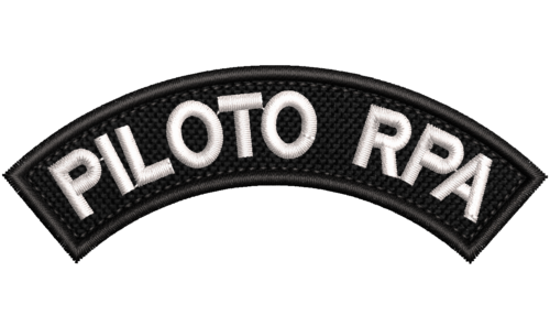 Patch Bordado piloto rpa Tarjeta tag Ombro Meia Lua 10x3,5cm