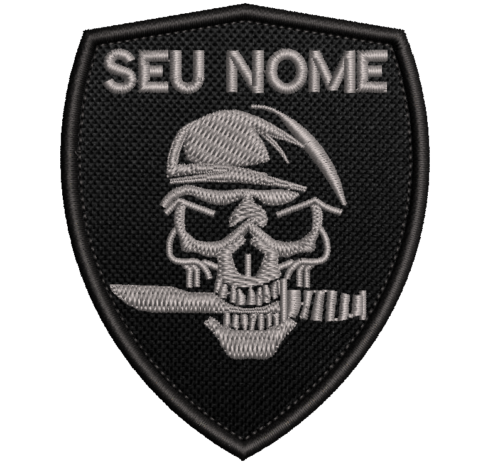 Patch Bordado faca na Caveira seu nome 8x6,5cm