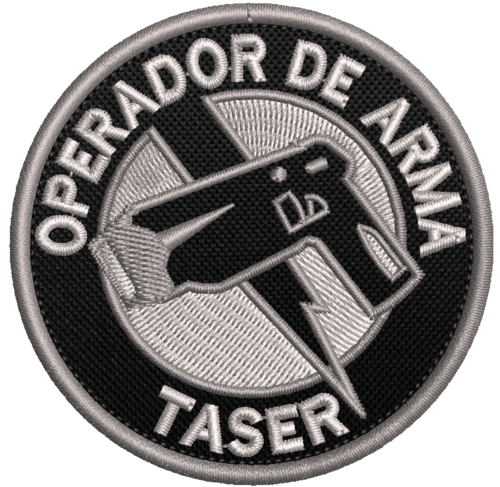 Patch Bordado Operador De Taser  cinza  tático spark 7cm