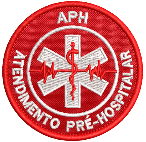 Patch Bordado APH Atendimento Pré-Hospitalar vermelho 7cm