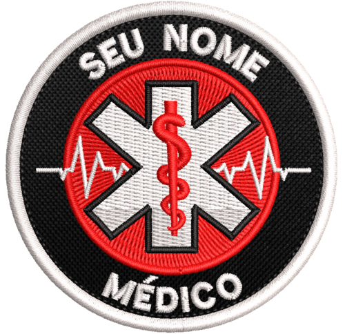 Patch Bordado saúde profissão Médico + Seu nome 7cm