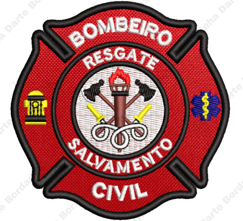 Patch Bordado Bombeiro Civil Resgate Salvamento 8cm