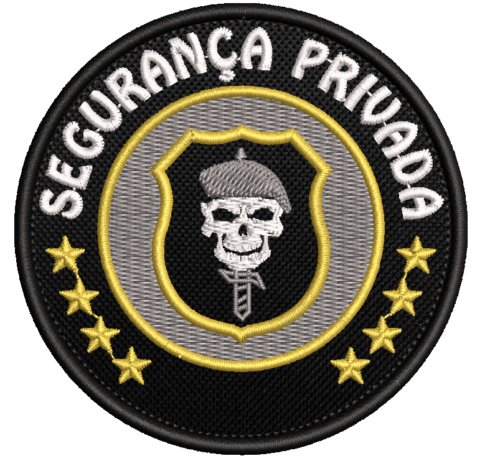 Patch Bordado Segurança Privada Caveira Estrela tático  8cm