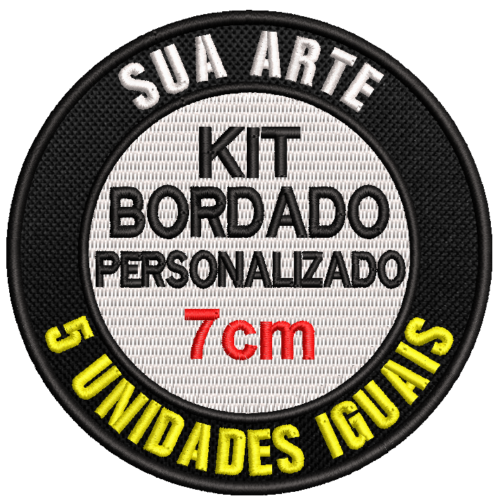 Kit Patch Bordado Personalizado - 5 unidades iguais 7cm