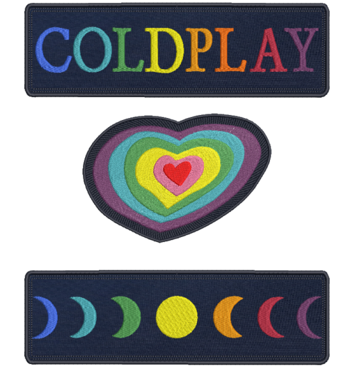 Patch Banda Coldplay Kit 3 Bordados para costas 26x30cm