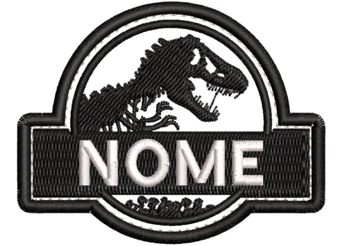 Patch Bordado Jurassic Park Dinossauro 7x5,5cm negativo NOME