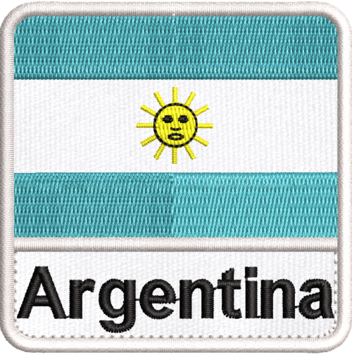 Patch Bordado Bandeira Argentina 7x7cm