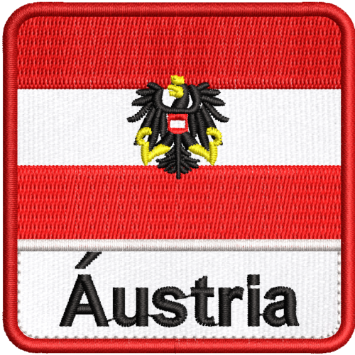 Patch Bordado Bandeira Áustria 7x7cm