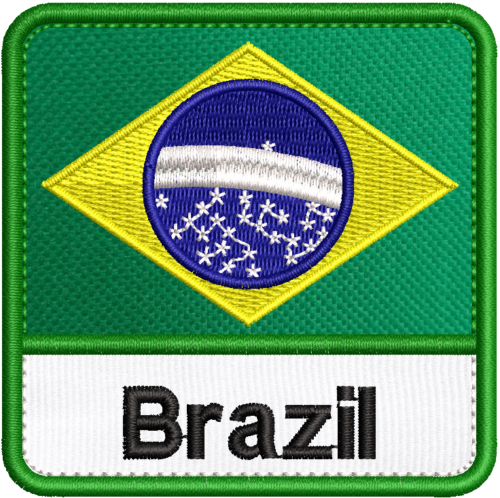 Patch Bordado Bandeira Brazil 7x7cm