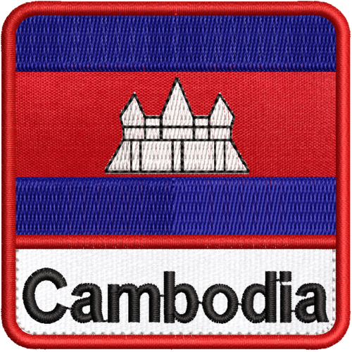 Patch Bordado Bandeira Cambodia 7x7cm