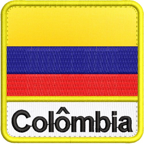 Patch Bordado Bandeira Colômbia 7x7cm