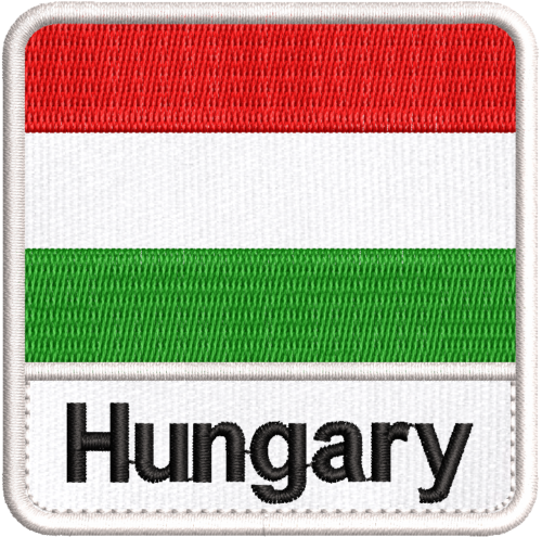 Patch Bordado Bandeira Hungary 7x7cm