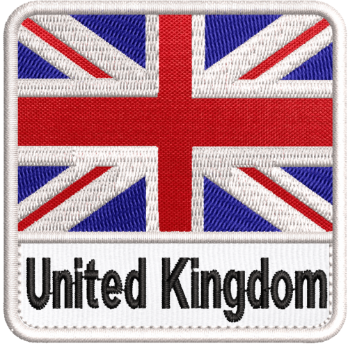 Patch Bordado Bandeira United Kingdom 7x7cm