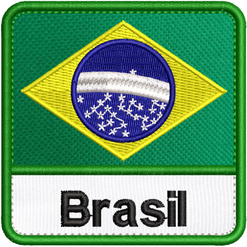 Patch Bordado Bandeira Brasil 7x7cm