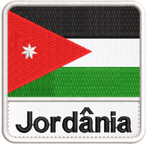 Patch Bordado Bandeira Jordânia 7x7cm