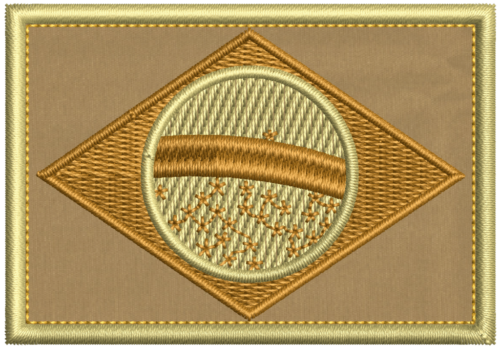 Patch bordado Bandeira Brasil 7x5cm caqui tan