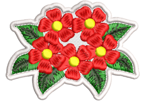 Patch Bordado Arranjo de Flores vermelhas 8x6cm