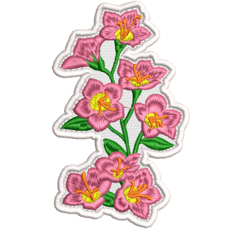 Patch Bordado Arranjo de Flores rosas 10x6cm