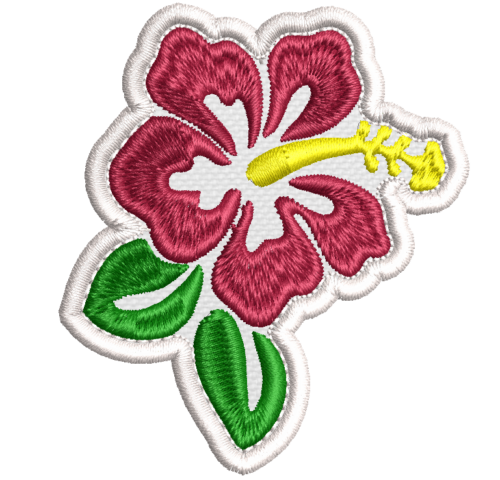 Patch Bordado hibisco flor 7x6cm