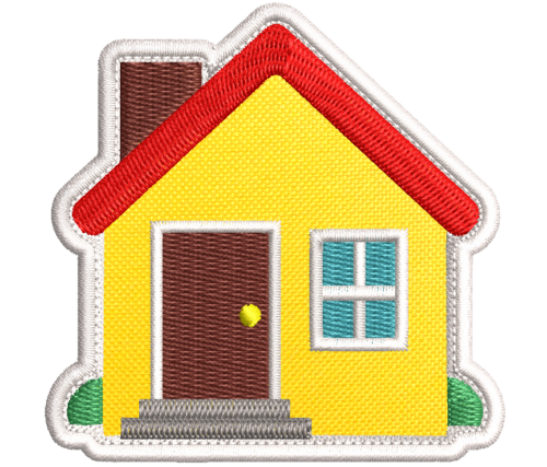 Patch Bordado Casa amarela emoji 7x7cm